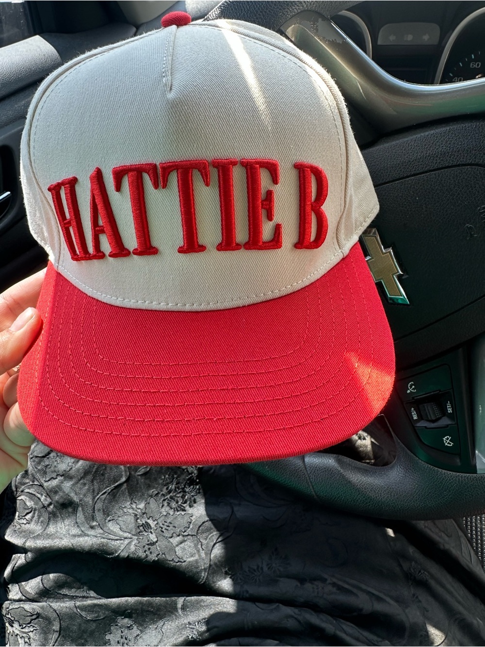 Hattie B  Two-Tone Red and Cream Baseball Hat